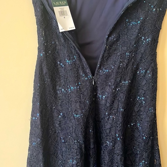 NWT- Ralph Lauren Navy Dress With Sequin Vintage Size 4 - Picture 6 of 7